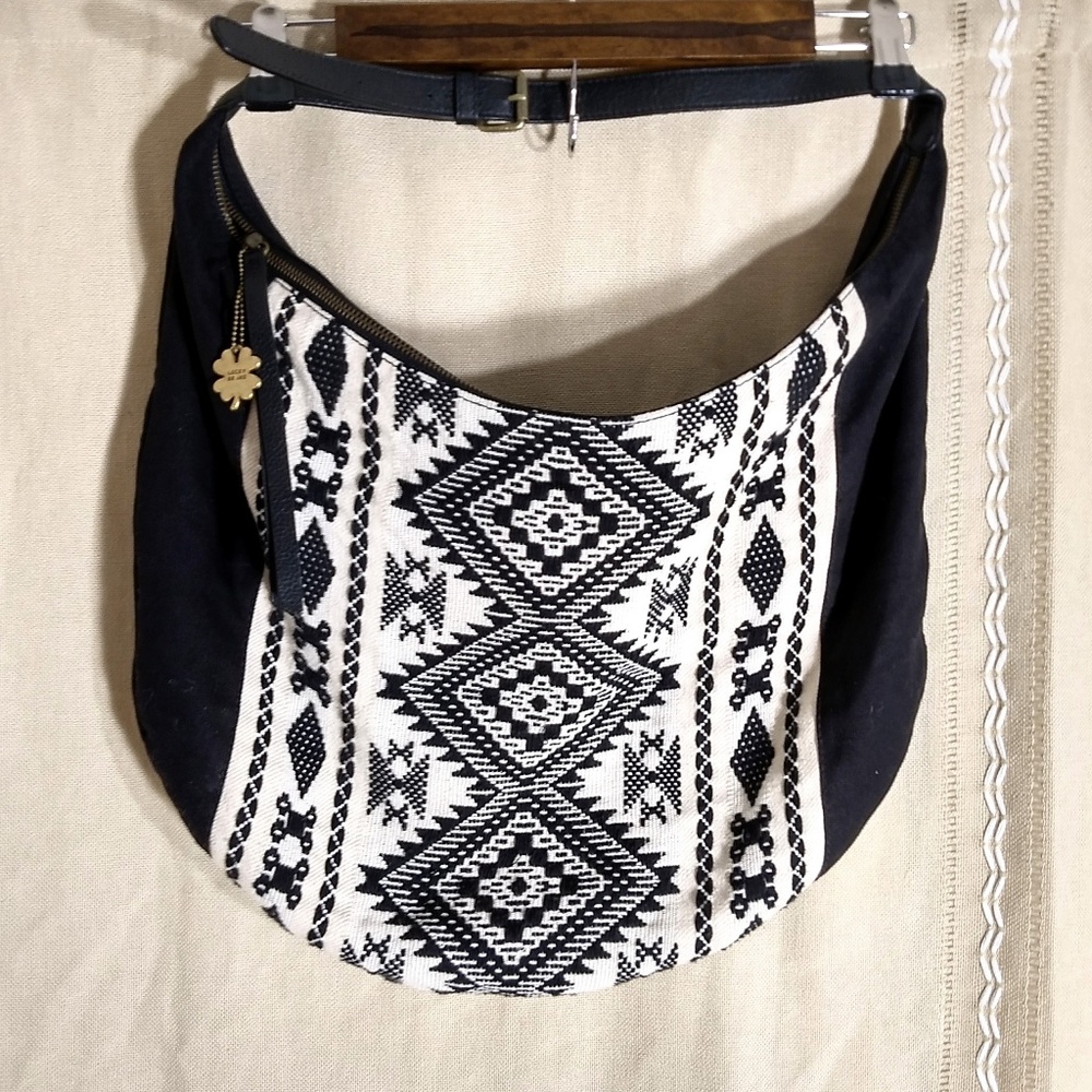 NWOT Lucky Brand Cotton/Leather Bag